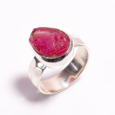 Raw Ruby Stone  925 Silver Ring Exporter