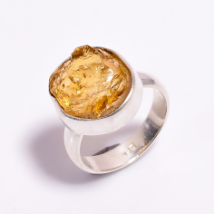 Raw Citrine Stone 925 Silver Ring Exporter