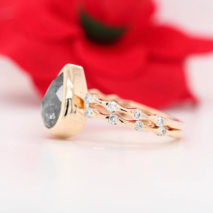 Salt And Pepper Diamond Ring On 14K Yellow Gold Galaxy Diamond Wholesaler