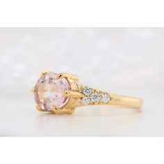 Oval Pink Morganite Stone 10K Yellow Gold Engagement Ring Exporter