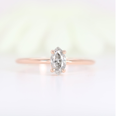 Polished Marquise Cut 14K Rose Gold Salt And Pepper Diamond Ring Manufacturer