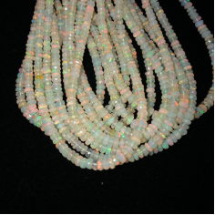 Natural Milky Ethiopian Opal Stone Smooth Rondelle Beads Strand Supplier