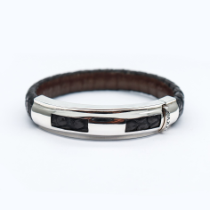 Bali Jewely 925 Sterling Silver Leather Bracelet For Men Exporter