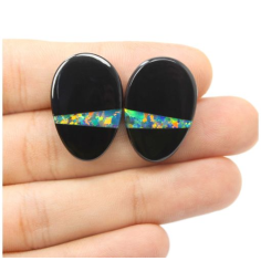 Bello Synthetic Opal Black Onyx Doublet Opal Fancy Shape Size Supplier