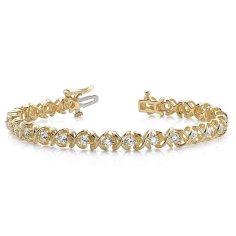 14K Yellow Gold  Real Round Diamond Tennis Bracelet Supplier