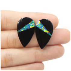 Black Onyx Doublet Opal Black Doublet Opal Pear Shape Gemstone Supplier