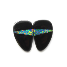 Black Onyx Doublet Opal Fancy Shape Size 32X21MM Gemstone Earring Supplier