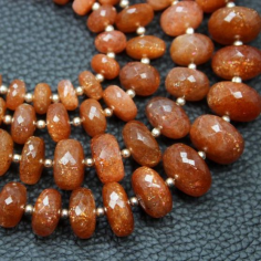 Sunstone Faceted Roundel Shape Size 8X10 MM Approx. 6 Inch Beads Supplier