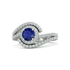 Blue Sapphire Ring in 14k White Gold Supplier