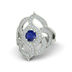 Blue sapphire and Diamond Ring in 18k White Gold Supplier