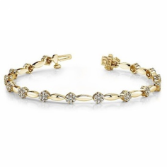 Round Real Diamond 14K Yellow Gold Bracelet Wholesaler