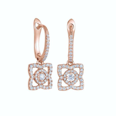 Round Brilliant Cut Real Diamonds Hoop Earring in Rose Gold Manufacturer