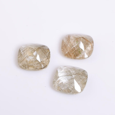 Golden Rutile Quartz Gemstone Cushion Shape Brilliant Cut Supplier