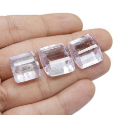 Natural Kunzite Cut Stone Rectangle Shape 18X16MM To 21X16MM Supplier