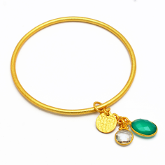 Green Onyx Crystal Gemstone Silver Gold Plated Bangle Exporter