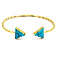 Triangle turquoise silver gold adjustable cuff bangle Exporter