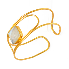 Rainbow Moonstone Gold Silver Adjustable Bangle Exporter