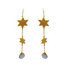 Blue Topaz Gemstone Silver Star Drop Earrings Exporter