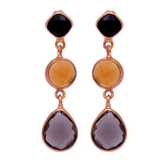 Black onyx Citrine Smoky Quartz  Gemstone Dangle Earrings Exporter