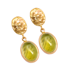 Prehnite Chalcedony Gemstone 925 Silver gold plated earring Exporter