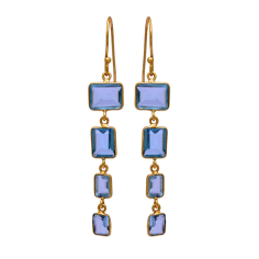 Blue Topaz Gemstone 925 Silver gold plated dangle earrings Exporter