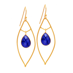 Bezal set sapphire stone Silver Gold Plated fish hook dangle earrings Exporter