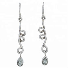 Green Amethyst faceted Dangle Hook Earrings Gemstone Silver Exporter