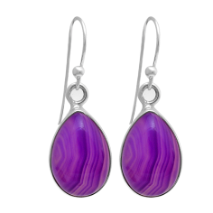 Purple Lace Agate Silver Gemstone Dangle Earrings Exporter