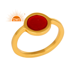 925 Silver Gold Plated  Red Enamel Stacking Ring Supplier