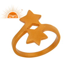 925 Silver gold plated Double Star Sign Stacking Ring Supplier