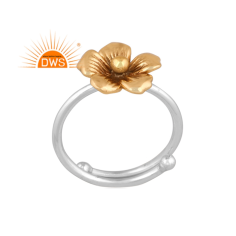 925 Silver Gold Plated Charm Floral Designed Stackable Ring Supplier