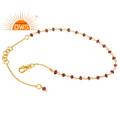 925 Silver Gold Plated Natural Garnet Gemstone Beaded Bracelet Exporter