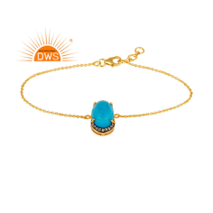 Silver gold plated Turquoise & CZ Gemstone Bracelet Exporter