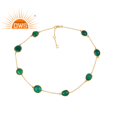 925 Silver Gold Plated Multi Green Onyx Gemstone Bracelet Exporter