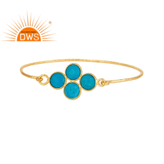 925 Silver Gold Plated Natural Turquoise Gemstone Bangle Exporter