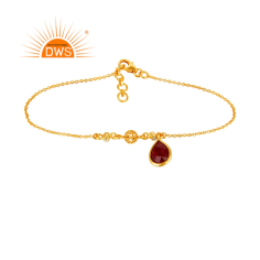 Silver Gold Plated Red Ruby White Topaz Gemstone Bracelet Exporter