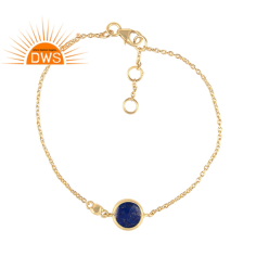 Silver Gold Plated Lapis Lazuli Gemstone Link Bracelet Exporter