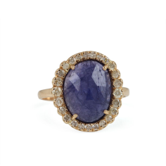 14k Gold Natural Pave Diamond Tanzanite Gemstone Ring Supplier