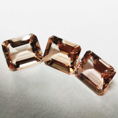 Pink Morganite Octagon Emerald Cut Faceted Gemstone Supplier