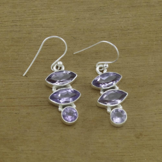 Handcrafted Amethyst Gemstone 925  Silver Earring Exporter