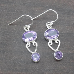 Beautiful Amethyst Gemstone 925 Silver Earring Exporter