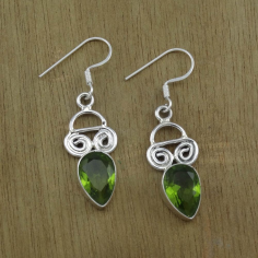 Handmade Peridot Gemstone 925 Silver Earring Exporter