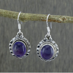 Handmade Amethyst Gemstone 925 Silver Earring Exporter