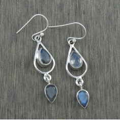 Handmade Labradorite Gemstone 925 Silver Earring Exporter