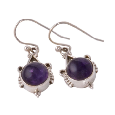 Handcrafted Amethyst Gemstone 925 Silver Earring Exporter