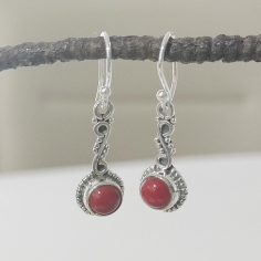 Beautiful Design Coral Gemstone 925 Silver Earring Exporter