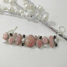 925 Silver Rhodocrosite Gemstone Bracelet Exporter