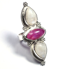 Silver rainbow moonstone sterling silver statement ring Exporter