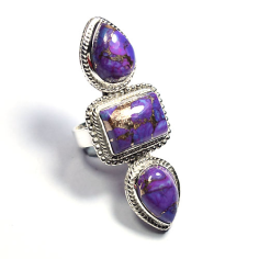 925 silver purple copper turquoise statement rings Exporter