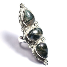 Indian jewellery 925 sterling silver moss agate statement rings Exporter